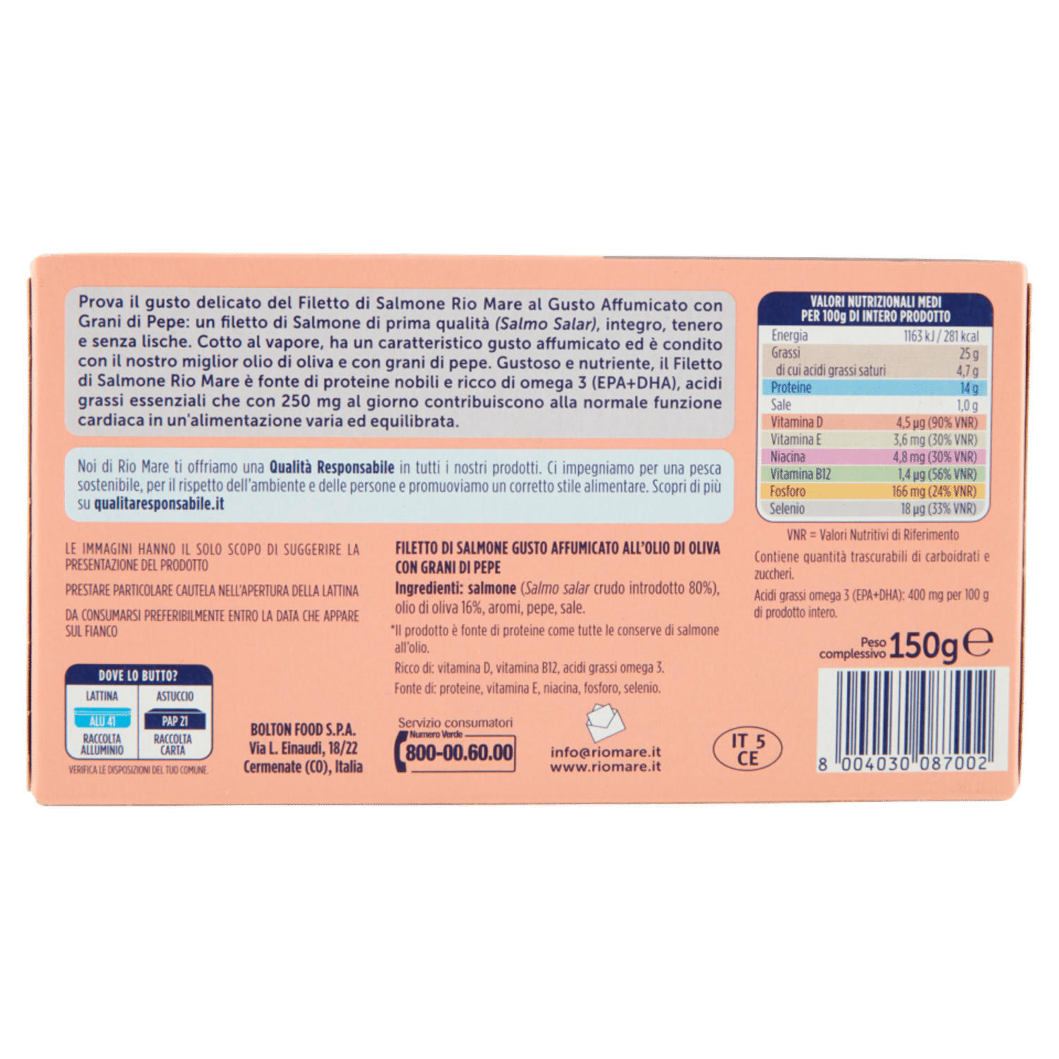 Rio mare Filetto di Salmone all'Olio di Oliva Gusto Affumicato con Grani di Pepe al Vapore 150 g - immagine 2