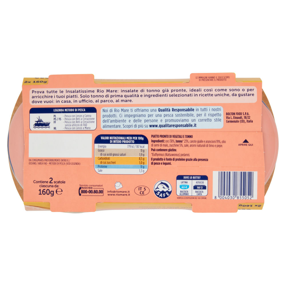 Rio mare Insalatissime Insalata di Tonno Ceci con zucchine, carote gialle e arancioni 2 x 160 g - immagine 2