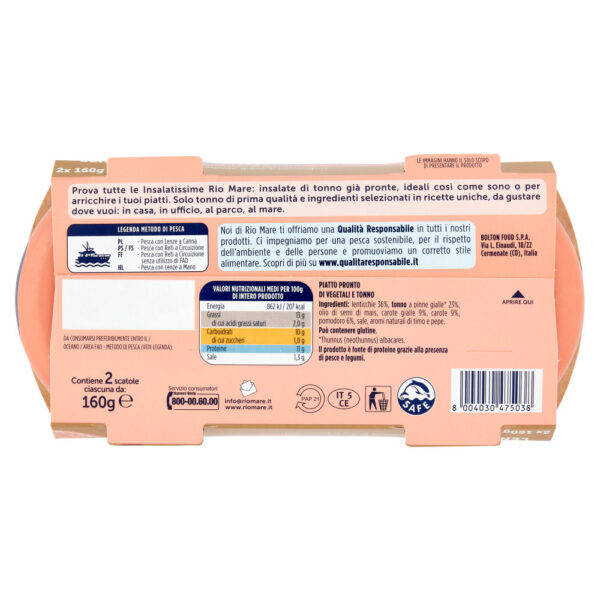 Rio mare Insalatissime Insalata di Tonno Lenticchie con carote gialle e pomodori 2 x 160 g - immagine 2
