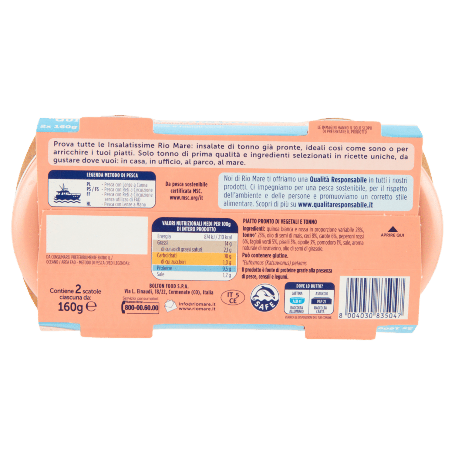 Rio mare Insalatissime Insalata di Tonno Quinoa con ceci, carote e fagioli verdi 2 x 160 g - immagine 2