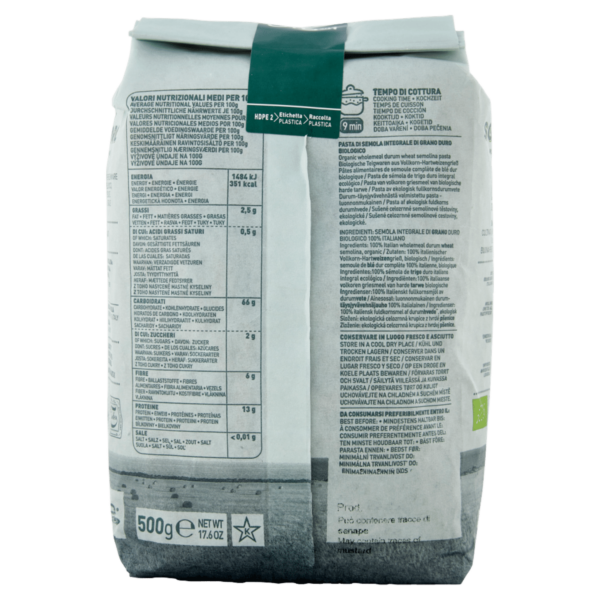 Sgambaro Bio Grano Duro Integrale Decorticato Penne Rigate N°45 500 g - immagine 2