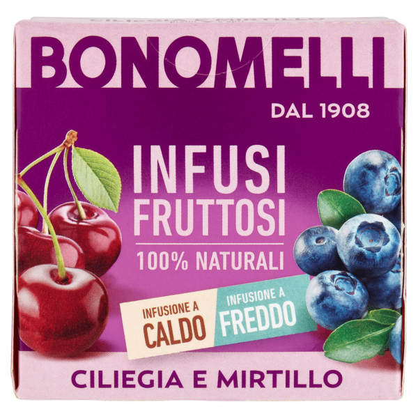 Bonomelli Infusi Fruttosi 100% Naturali Ciliegia e Mirtillo 12 Filtri 24 g