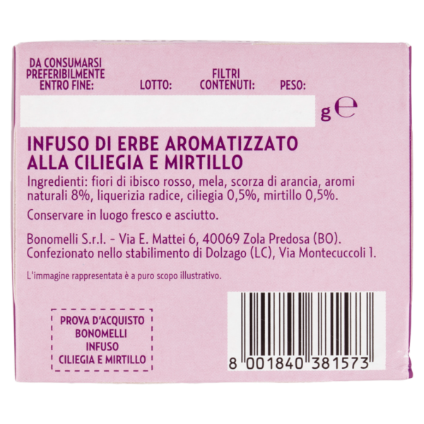 Bonomelli Infusi Fruttosi 100% Naturali Ciliegia e Mirtillo 12 Filtri 24 g - immagine 4