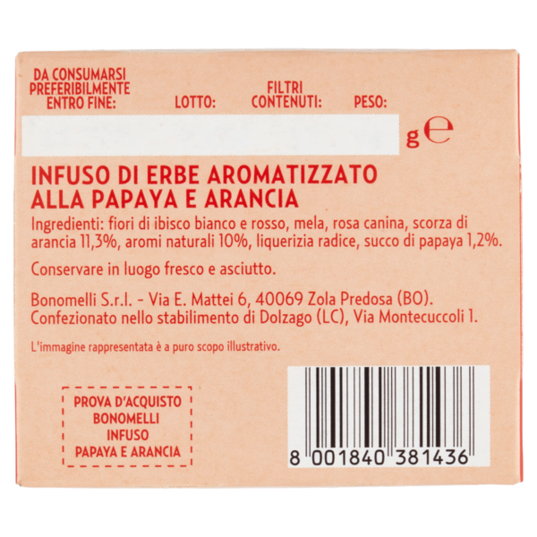 Bonomelli Infusi Fruttosi 100% Naturali Papaya e Arancia 12 Filtri 24 g - immagine 4