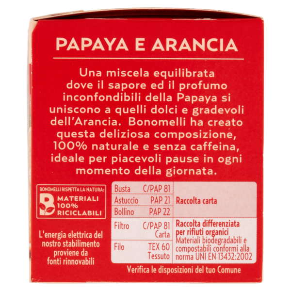 Bonomelli Infusi Fruttosi 100% Naturali Papaya e Arancia 12 Filtri 24 g - immagine 3