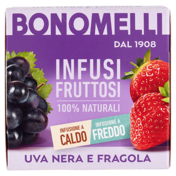 Bonomelli Infusi Fruttosi 100% Naturali Uva Nera e Fragola 12 Filtri 24 g