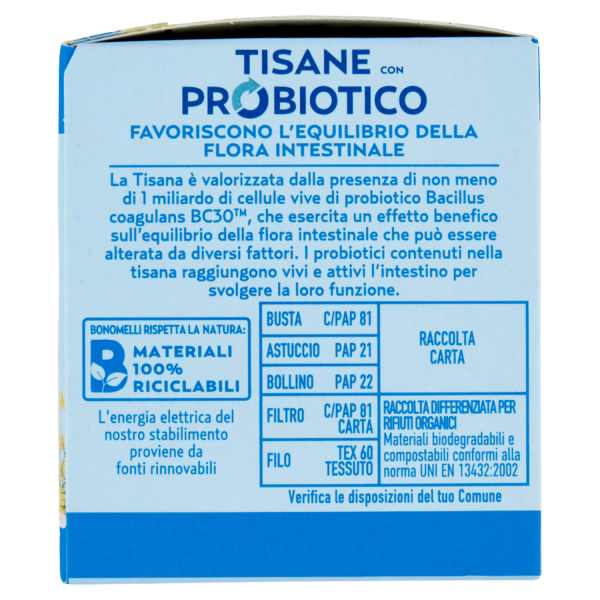 Bonomelli Tisane con Probiotico Sgonfiante 10 Filtri 20 g - immagine 3