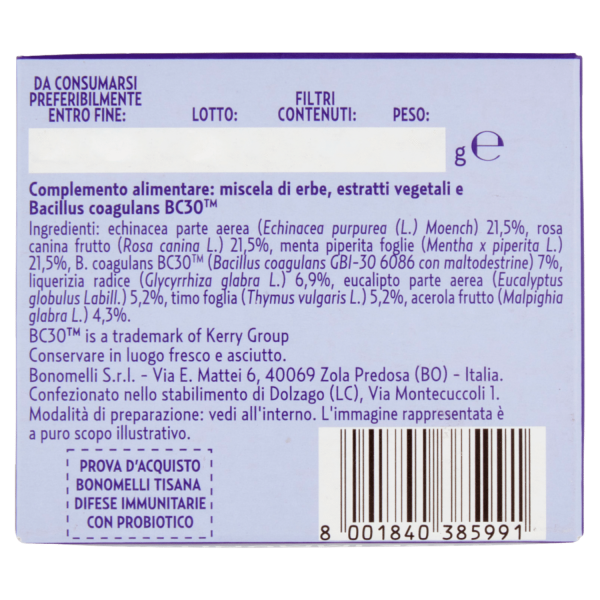 Bonomelli Tisane con Probiotico Difese Immunitarie 10 Filtri 20 g - immagine 4