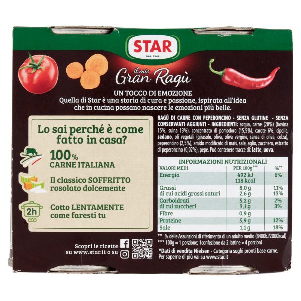 Star il mio Gran Ragù Piccante con Peperoncino 2 x 180 g - immagine 2