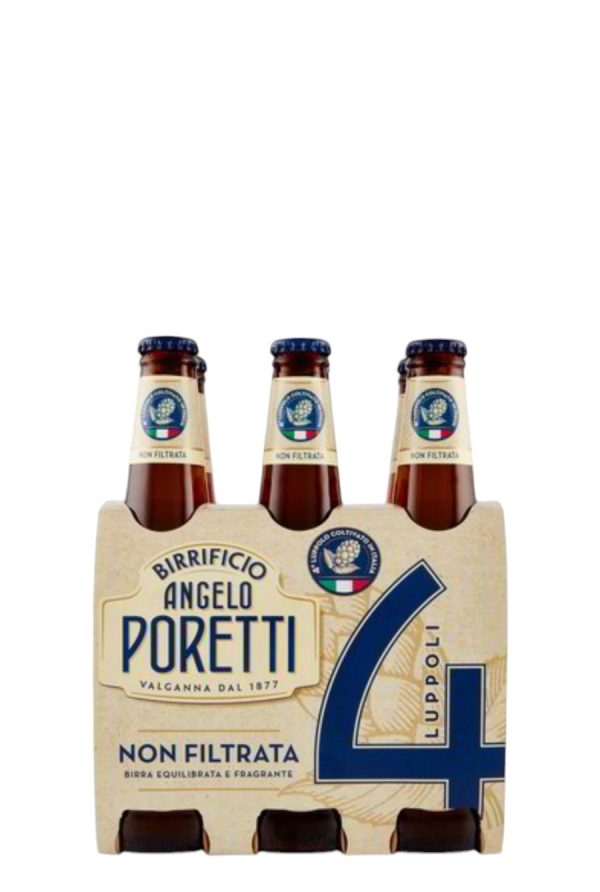 4 LUPPOLI NON FILTRATA  BIRRA BOTTIGLIA PORETTI CL.33 X 6 PZ.