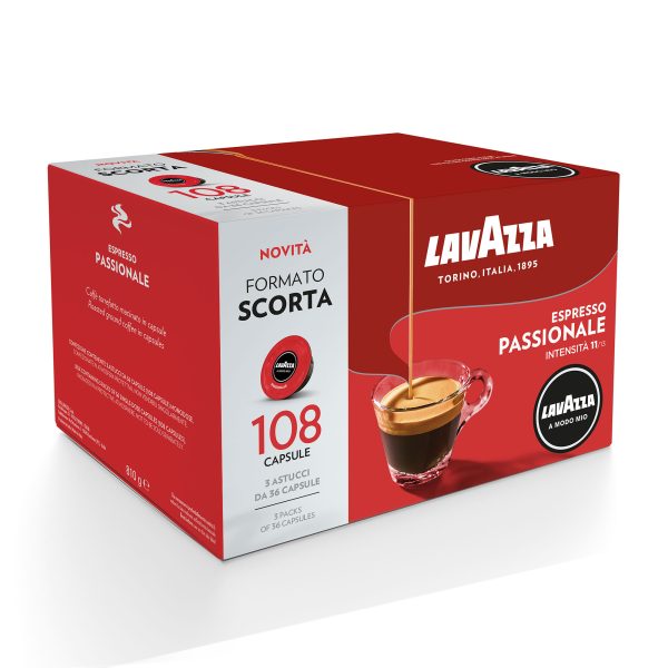 LAVAZZA Capsule originali Lavazza per Macchine Espresso Lavazza A Modo Mio PASSIONALE 108 CAPS, 0,81 kg