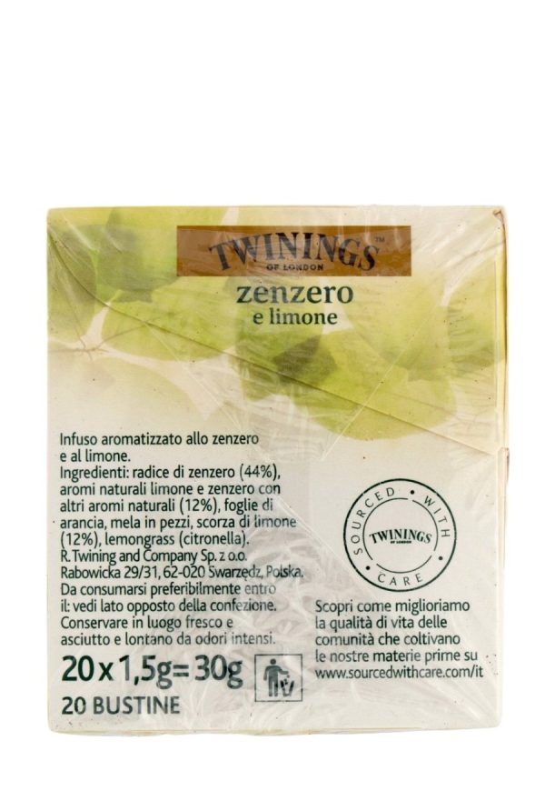 INFUSO AROMATIZZATO ZENZERO E LIMONE TWININGS 20 FILTRI - immagine 2