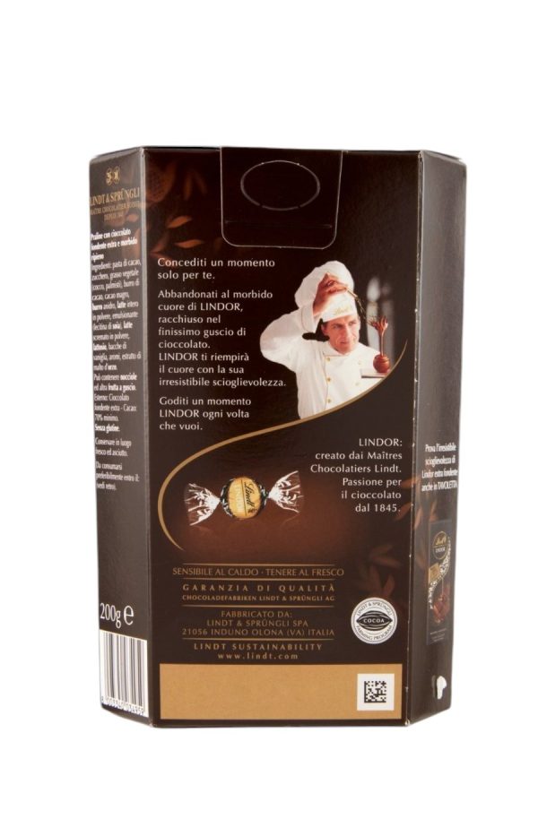 LINDOR CORNET CIOCCOLATO FONDENTE 70% LINDT GR.200 - immagine 2