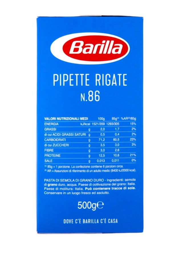 PIPETTE RIGATE N.86 BARILLA GR. 500 - immagine 2