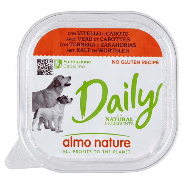 CIBO UMIDO PER CANE AL GUSTO VITELLO E CAROTE ALMO NATURE GR.300