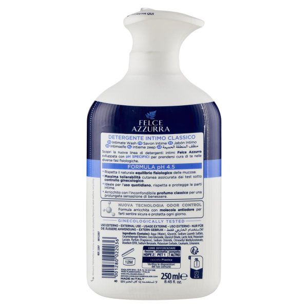 CLASSICO DETERGENTE INTIMO IGIENE QUOTIDIANA PH 4.5 250 ML - immagine 2