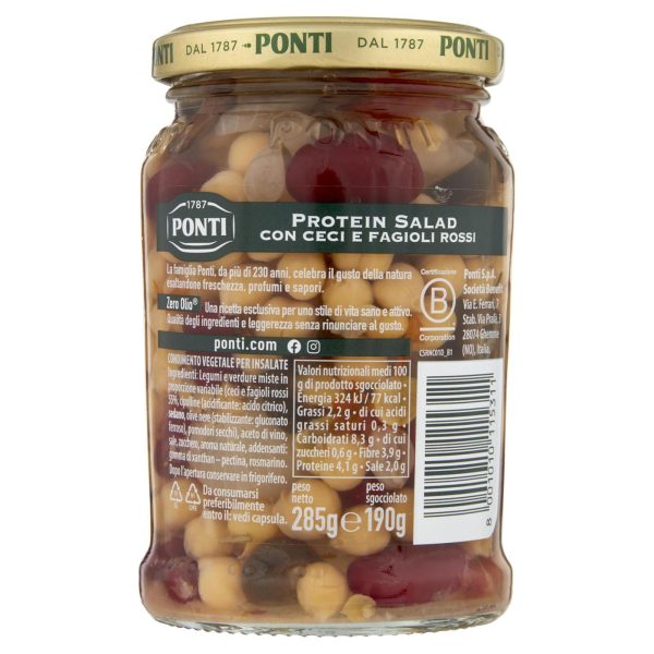 PONTI ZERO OLIO PROTEIN SALAD CON CECI E FAGIOLI ROSSI 285 G - immagine 2