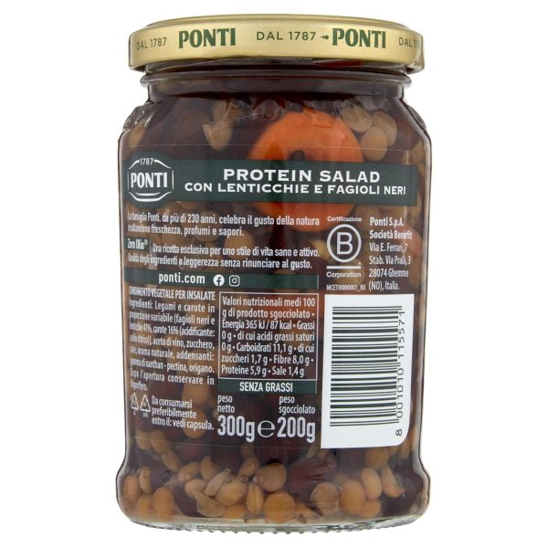 PONTI ZERO OLIO PROTEIN SALAD CON LENTICCHIE E FAGIOLI NERI 300 G - immagine 2