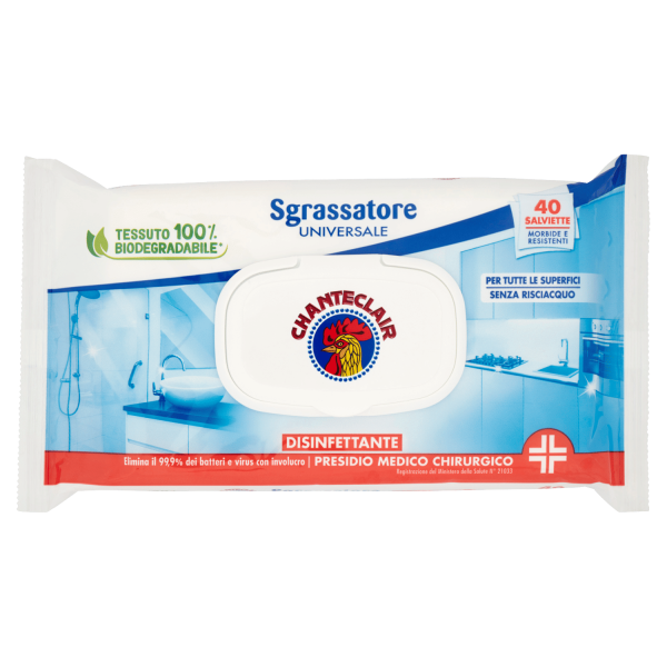 SGRASSATORE UNIVERSALE DISINFETTANTE SALVIETTE 40 PZ